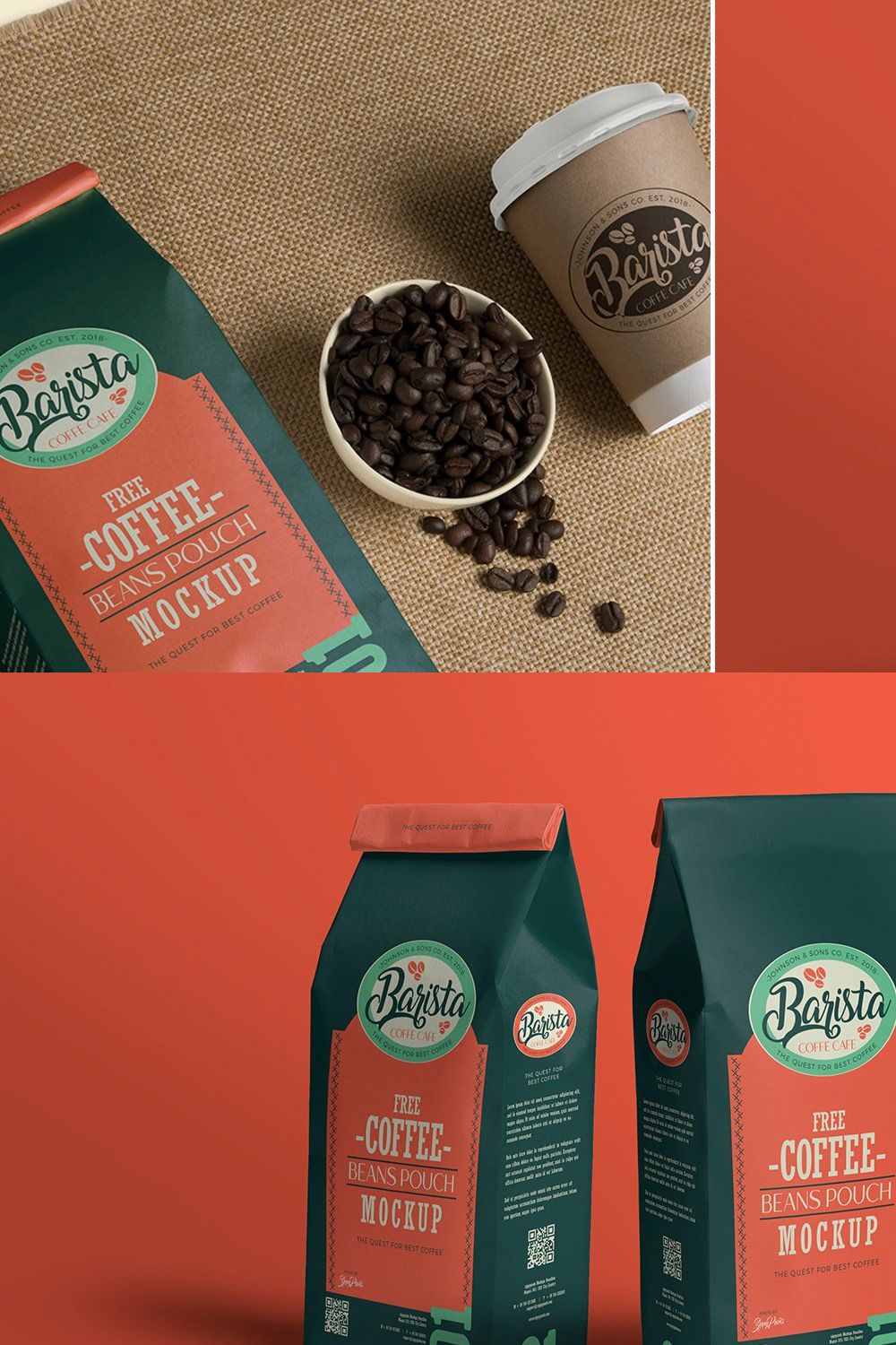 Coffee Pouch Mockups pinterest preview image.