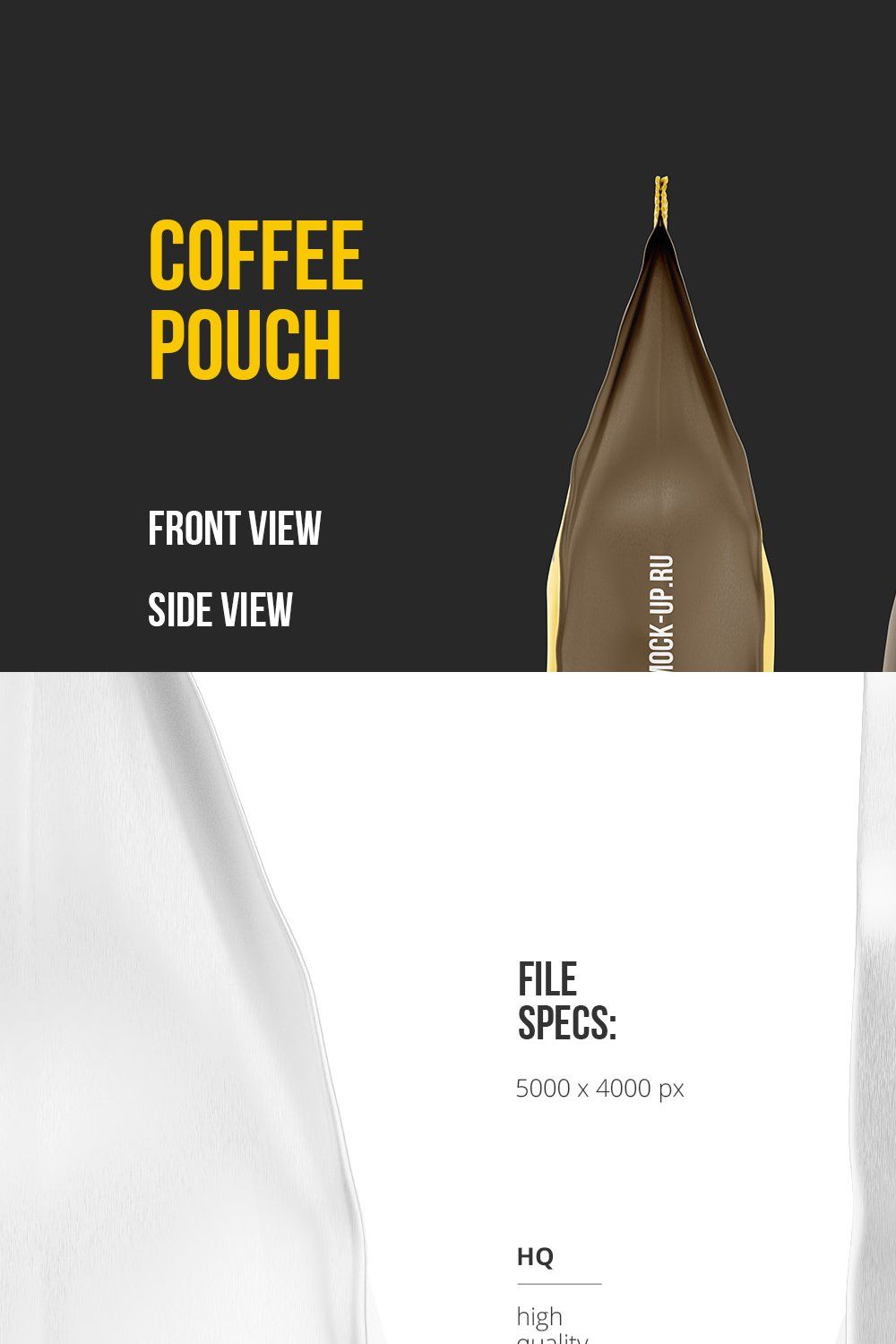 Coffee Pouch. Front and side views pinterest preview image.