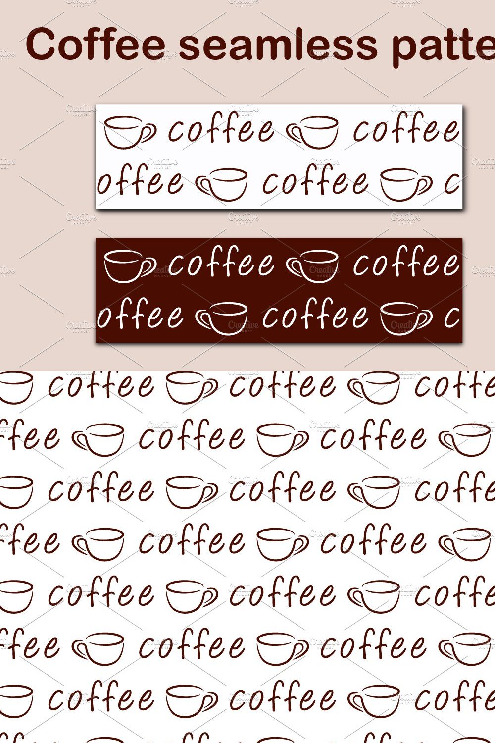 Coffee seamless pattern pinterest preview image.