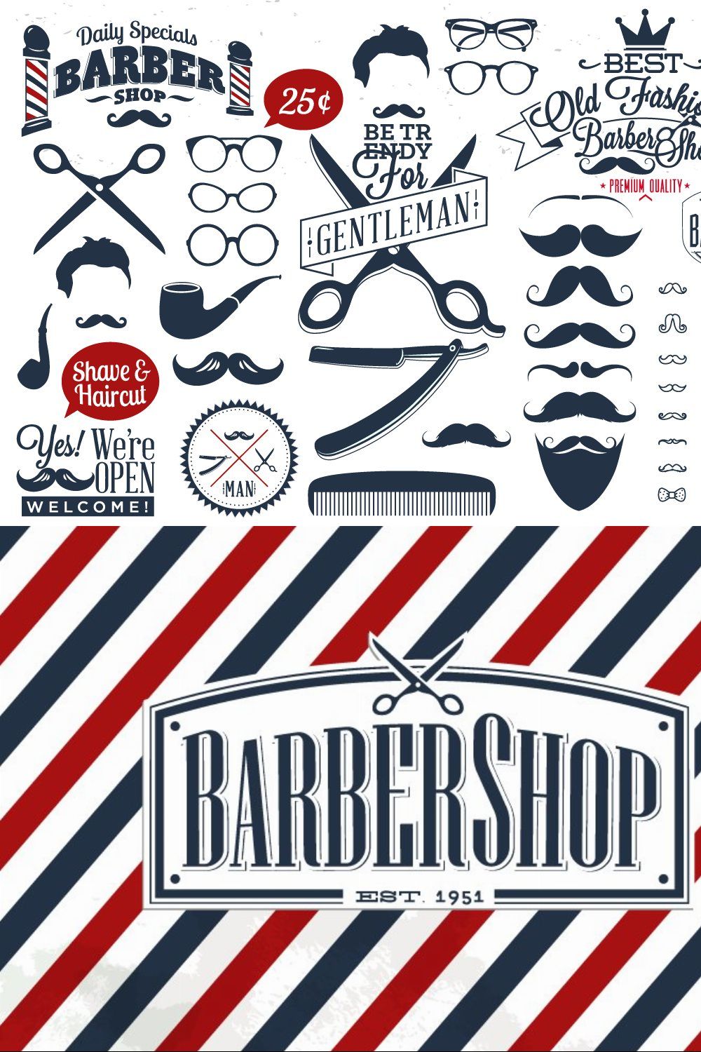 Collection of barber shop logo pinterest preview image.