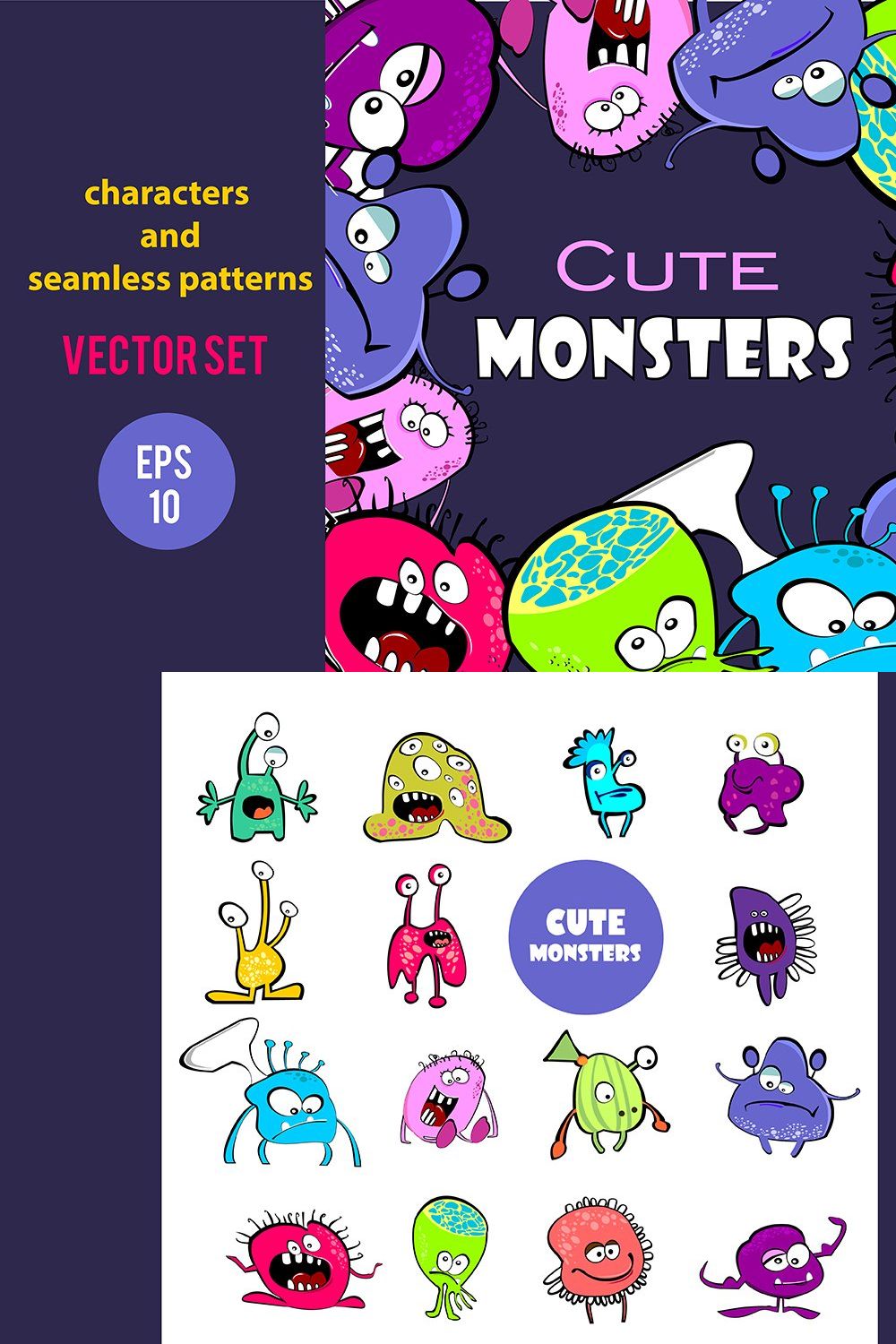 Color monsters big set pinterest preview image.