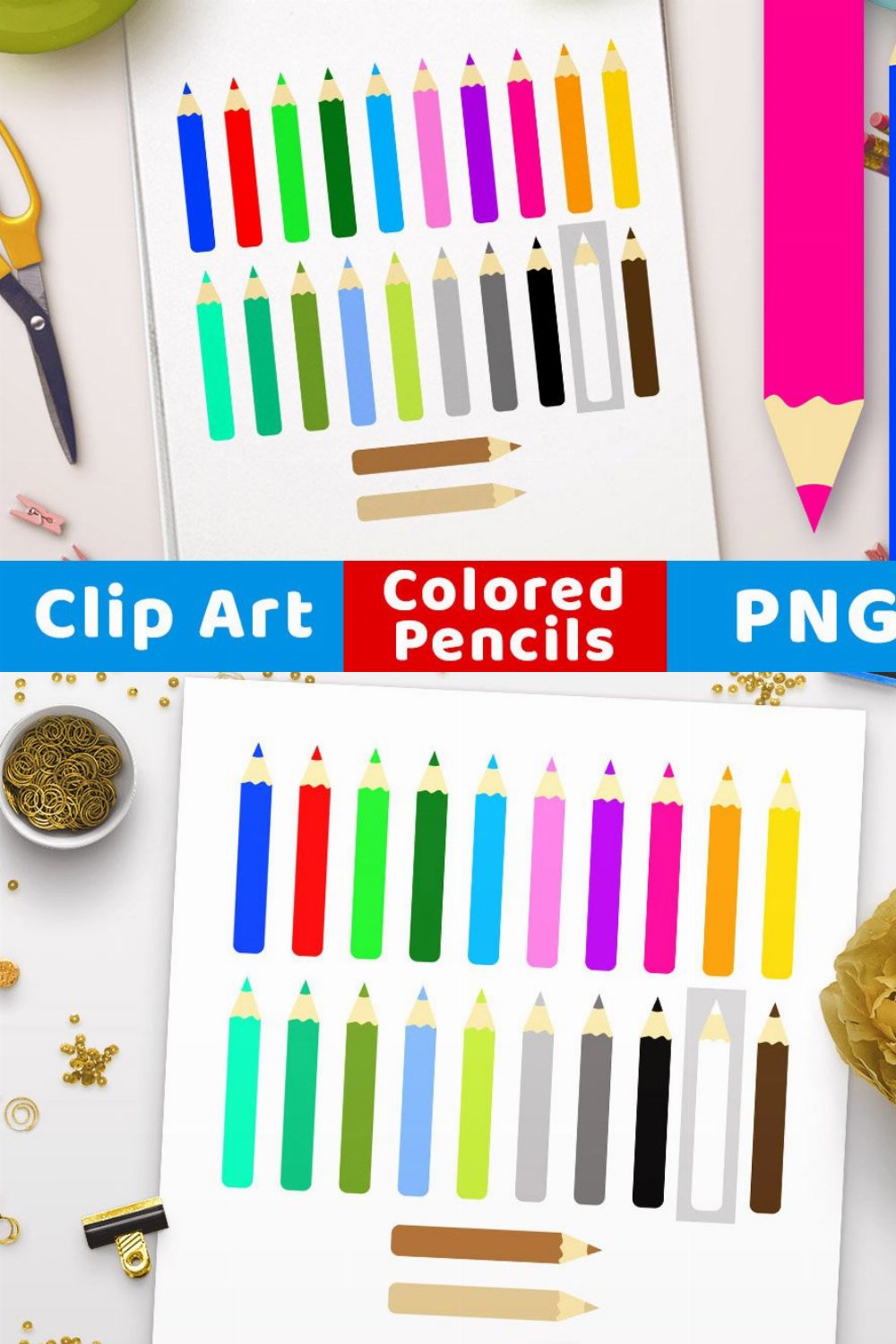 Colored Pencil Clipart pinterest preview image.