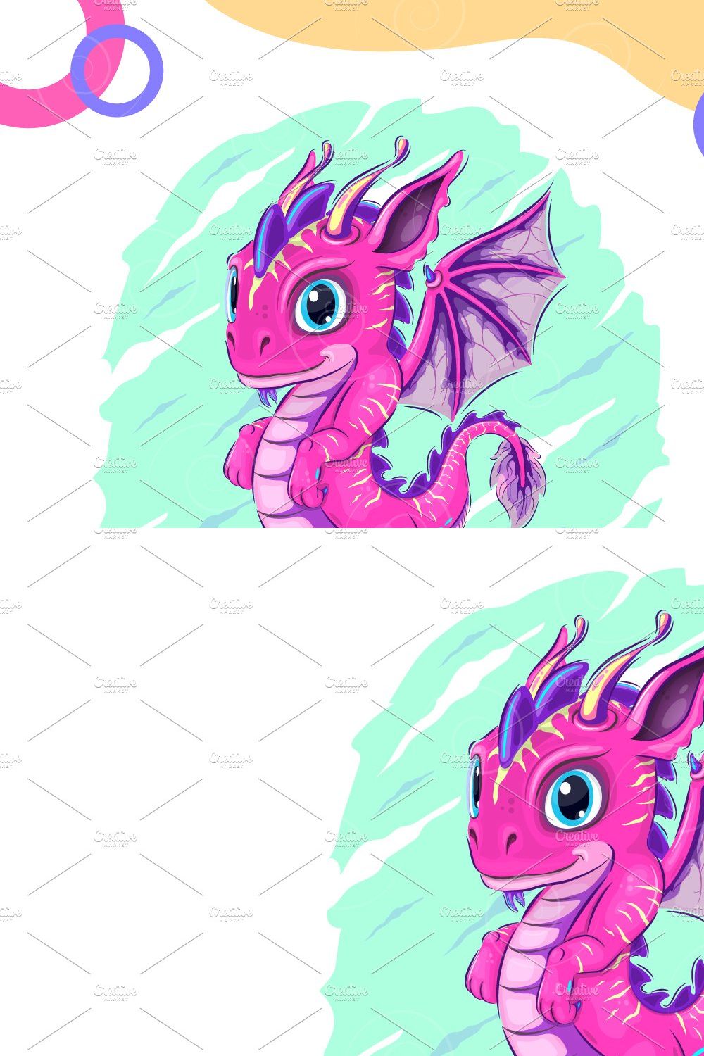 Colorful cartoon dragon pinterest preview image.