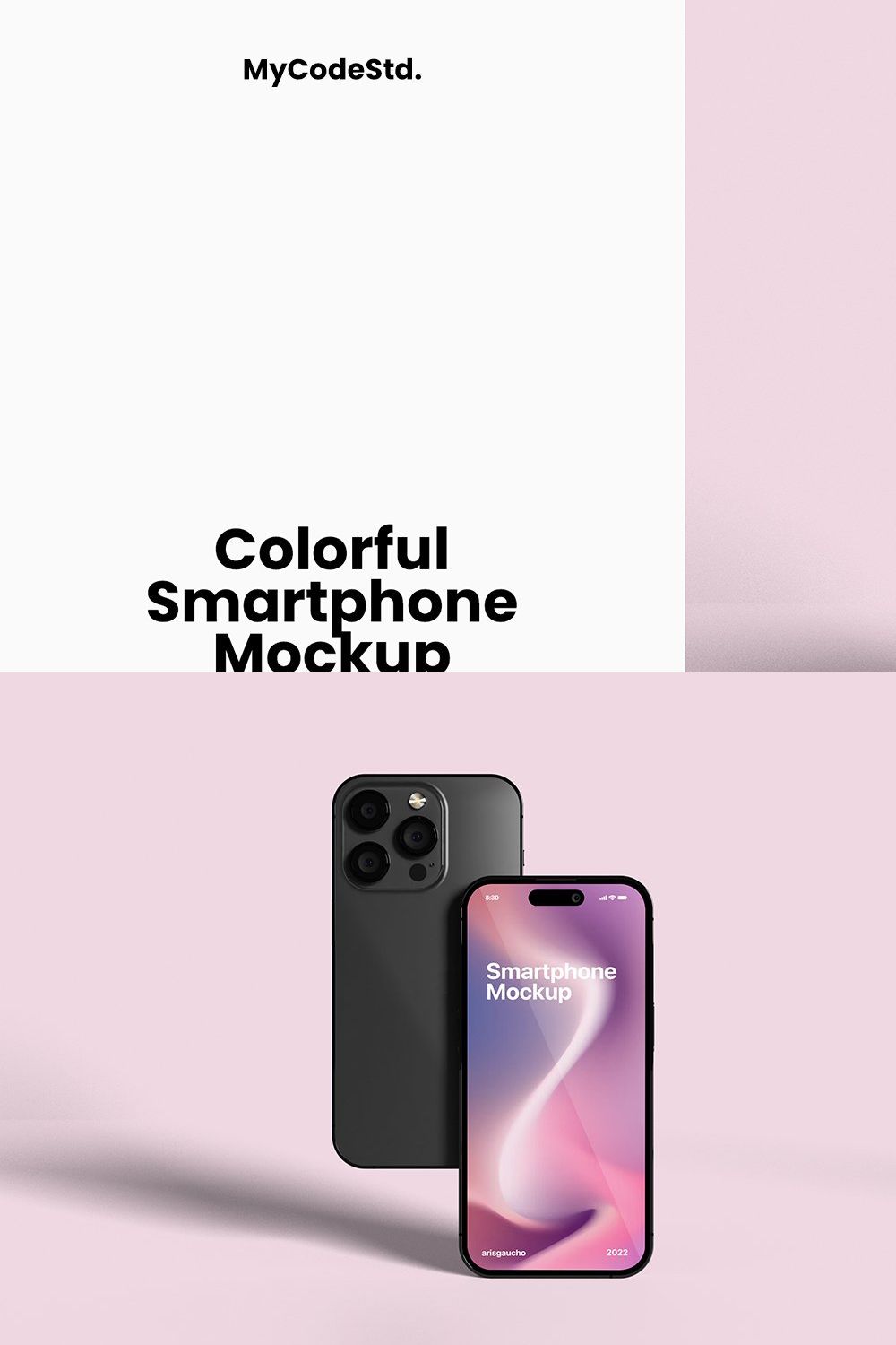 Colorful Smartphone Mockup pinterest preview image.