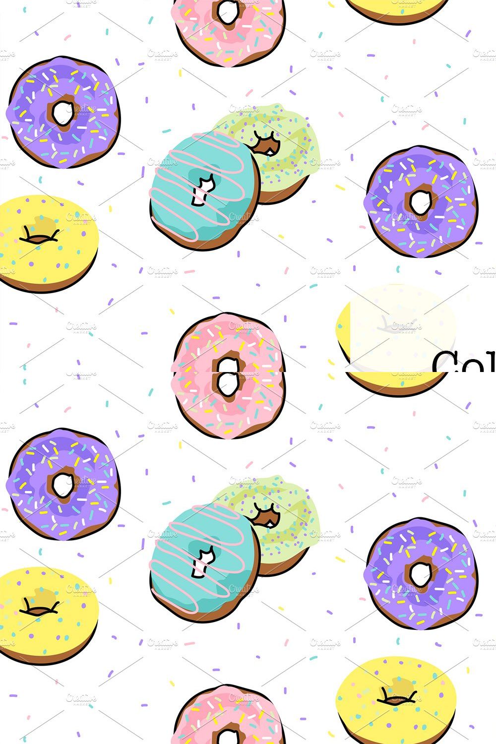 Colorful sweets patterns pinterest preview image.