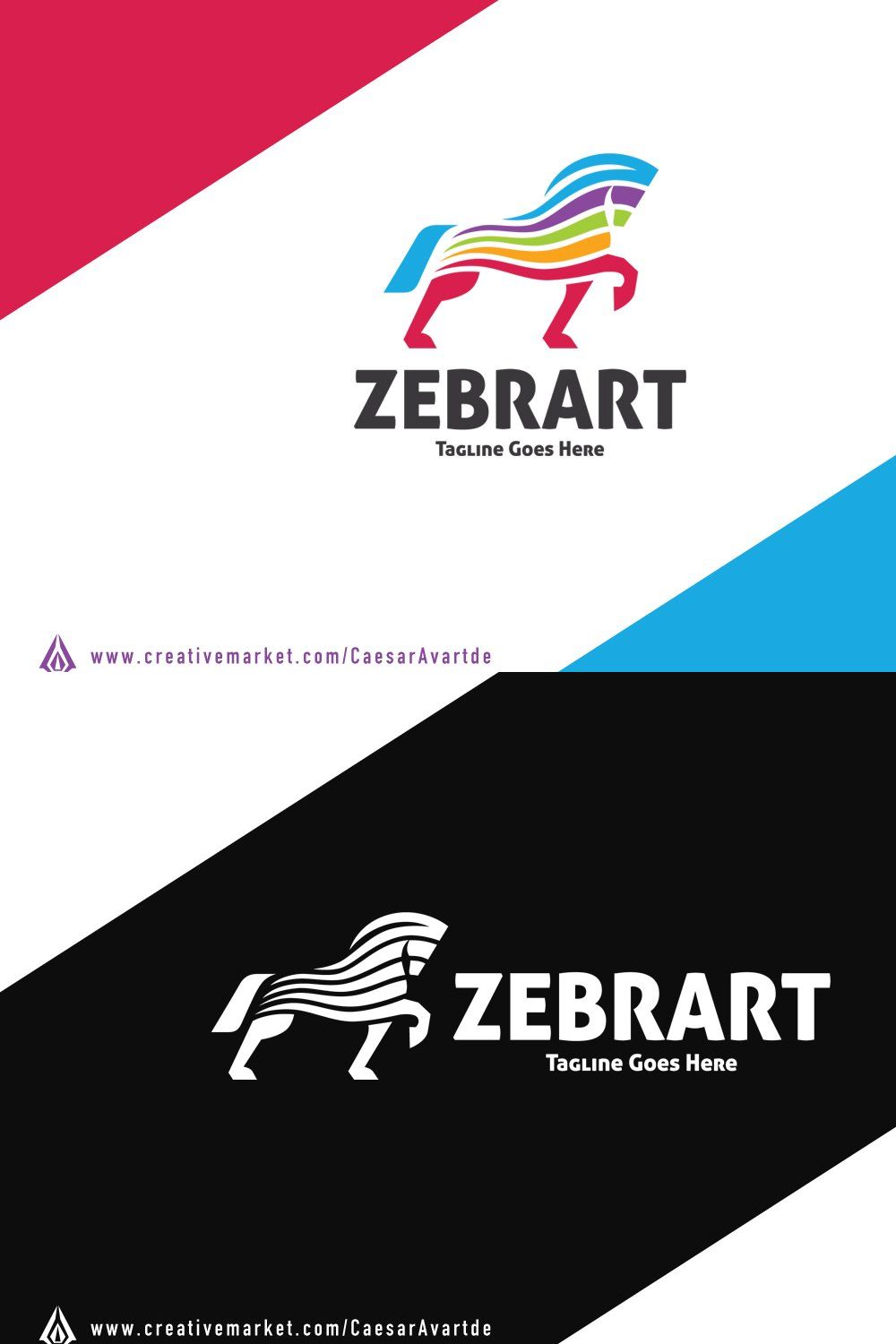 Colorful Zebra Logo Template pinterest preview image.