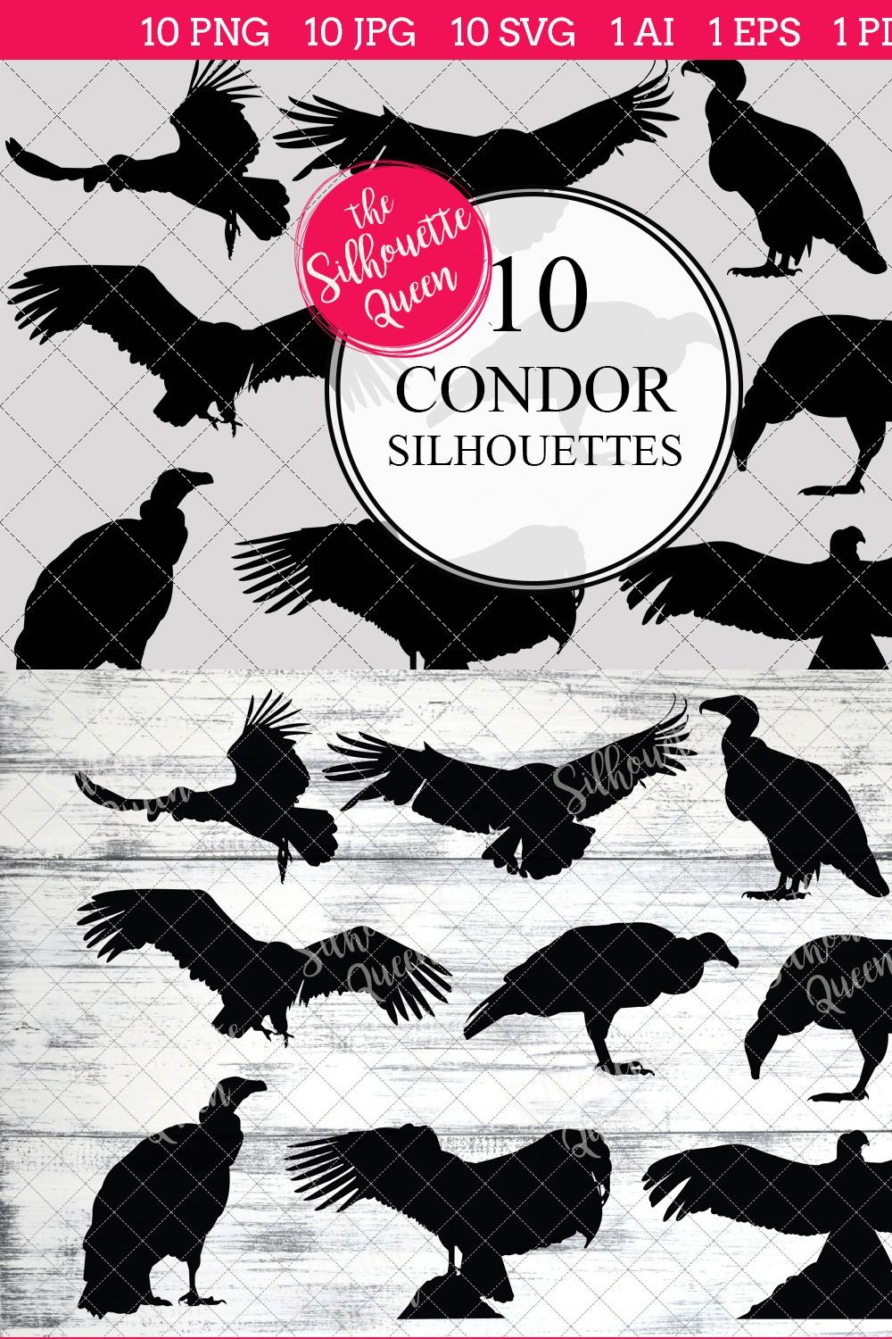 Condor Bird Silhouette Clipart pinterest preview image.