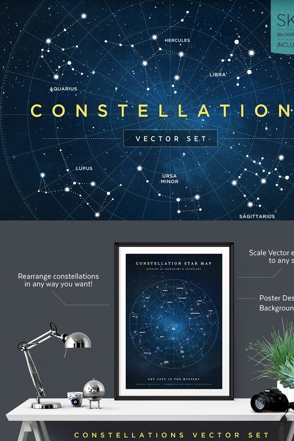 Constellations Vector Set pinterest preview image.