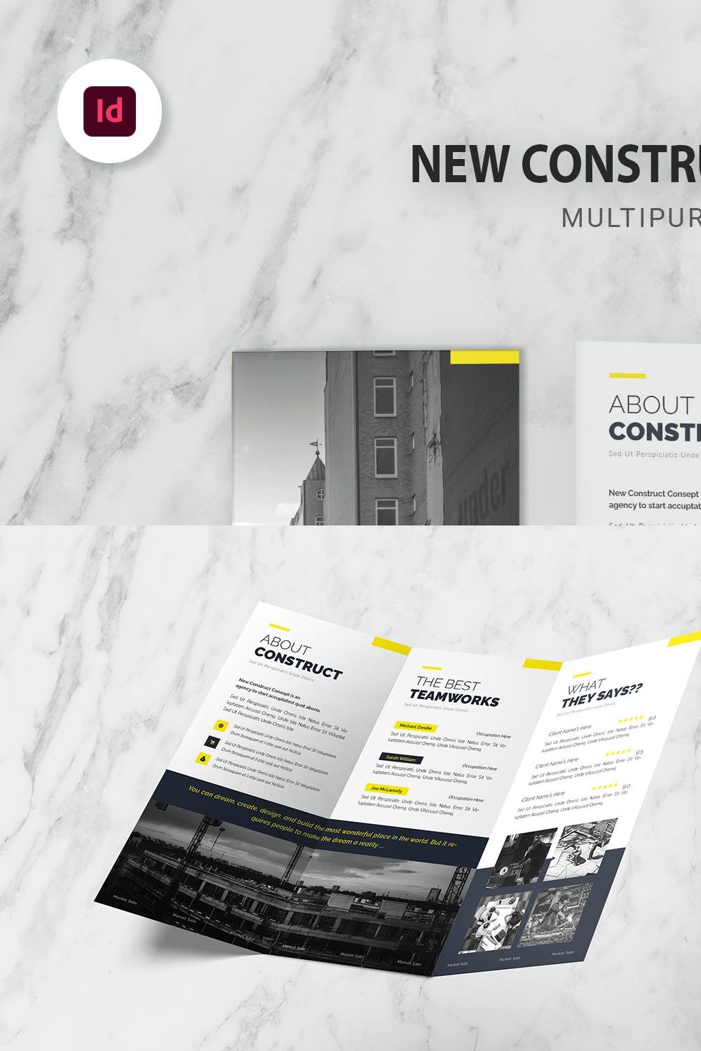 Construct Concept Trifold Brochure pinterest preview image.