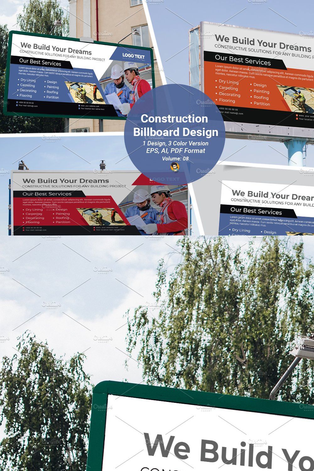 Construction Billboard Template pinterest preview image.