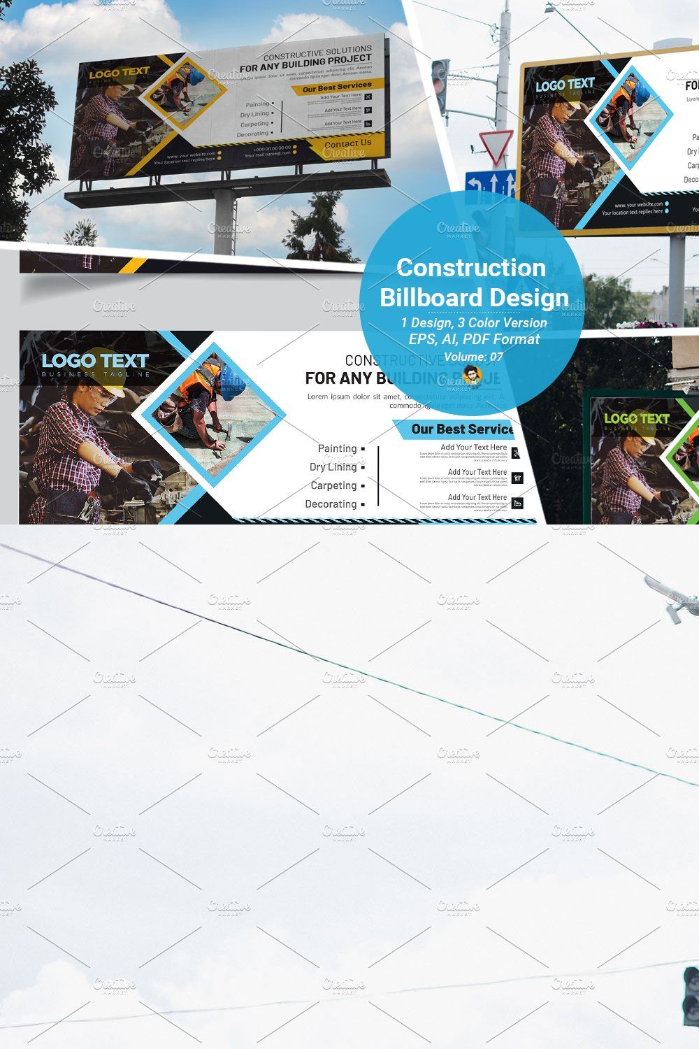 Construction Company Billboard pinterest preview image.