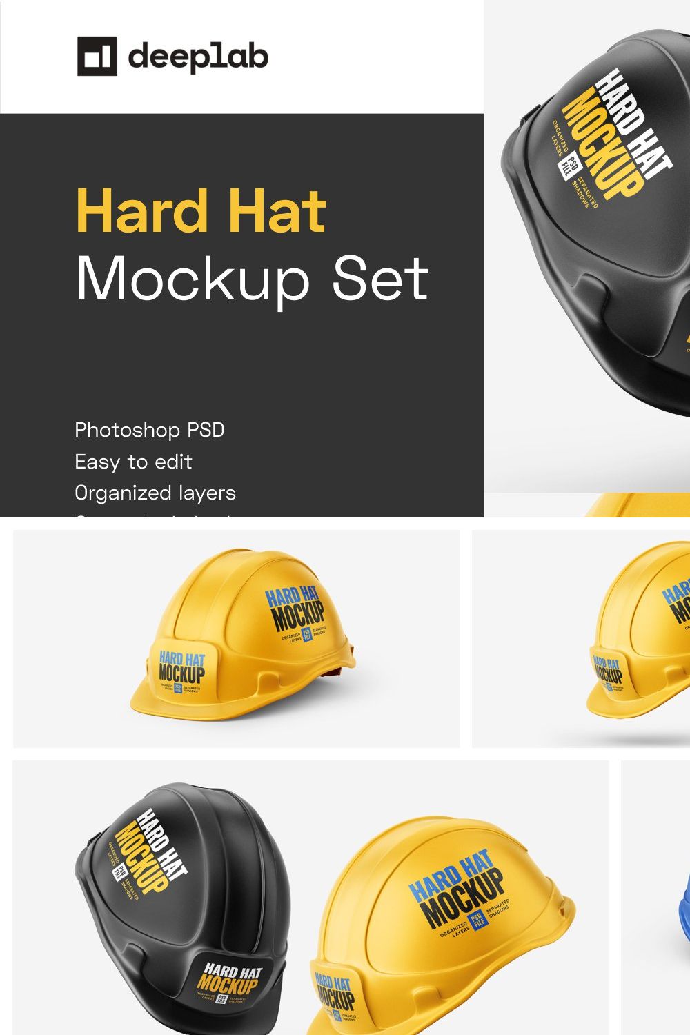 Construction Hard Hat Mockup Set pinterest preview image.
