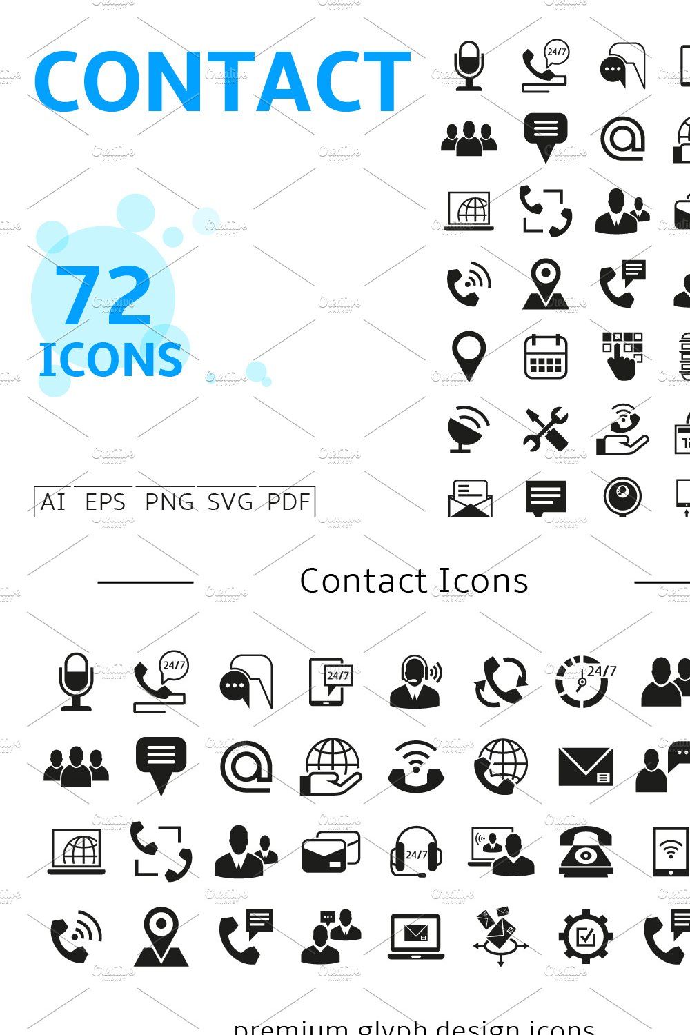 Contact and Communication Icons Set pinterest preview image.
