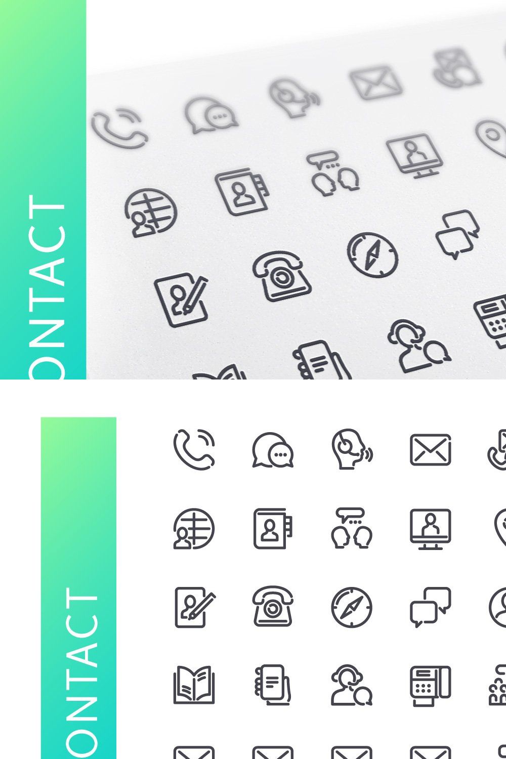 Contact Line Icons Set pinterest preview image.