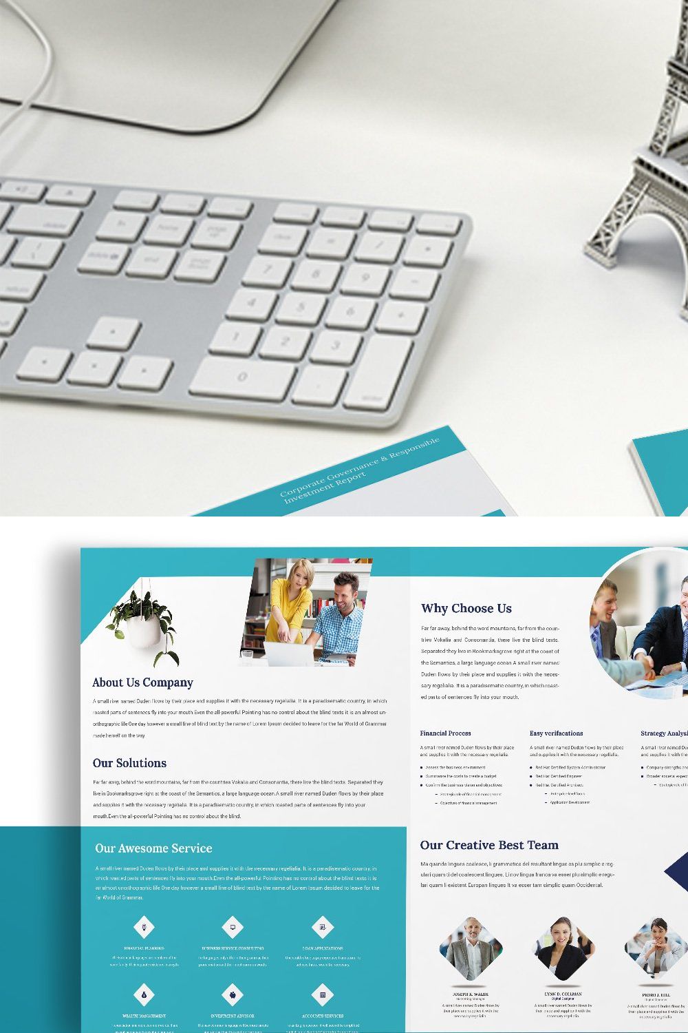Corporate Bifold Brochure pinterest preview image.
