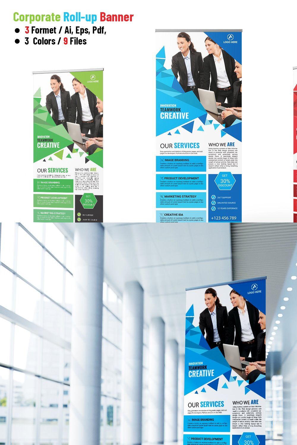 Corporate Roll up Banner pinterest preview image.