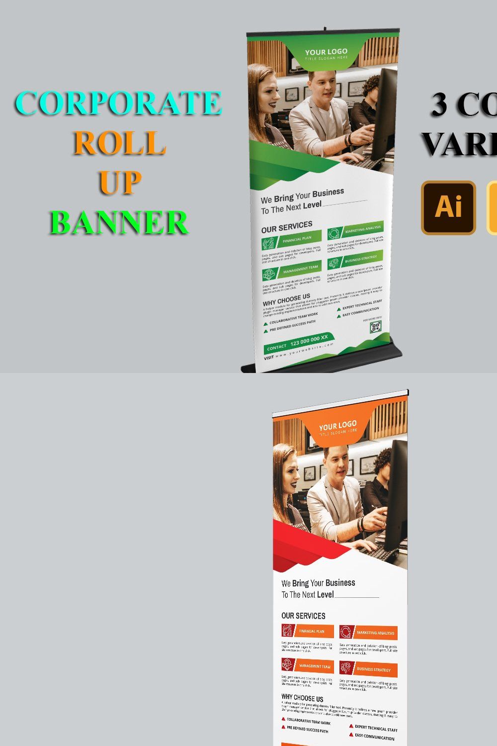 Corporate Roll up Banner pinterest preview image.