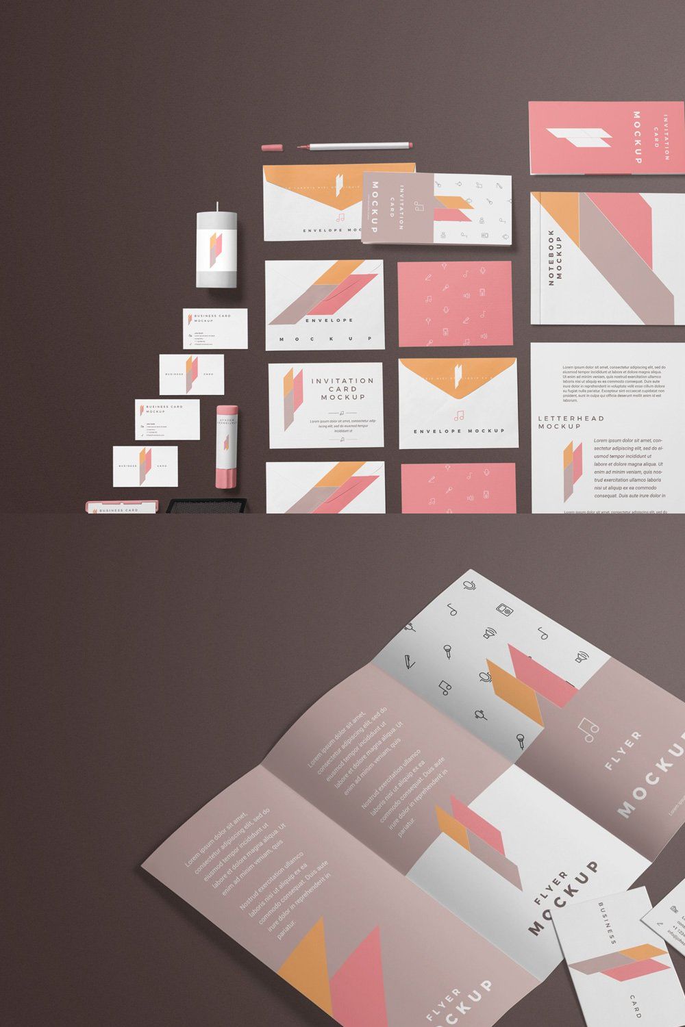 Corporate Stationery Branding Mockup pinterest preview image.
