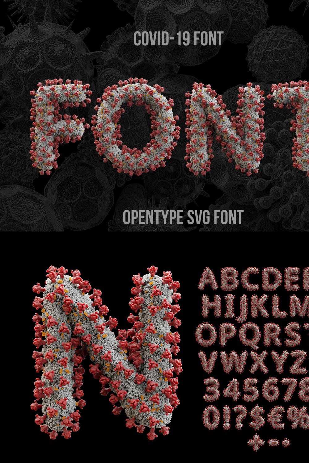 Covid-19 Font pinterest preview image.