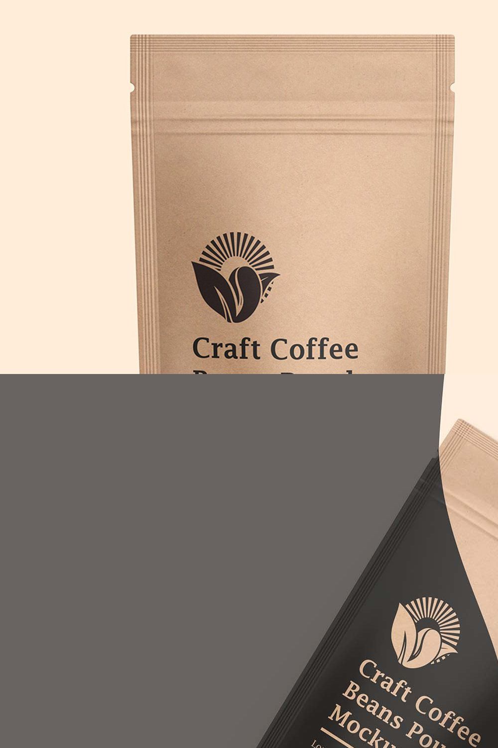Craft Paper Coffee Pouch Bag Mockup pinterest preview image.
