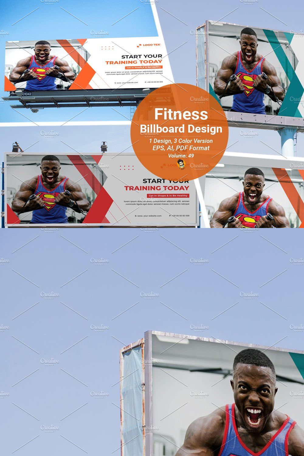 Creative Gym Fitness Billboard pinterest preview image.