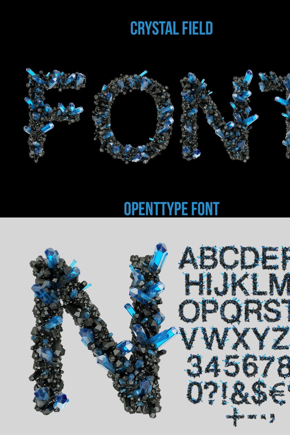 Crystal Field Font pinterest preview image.