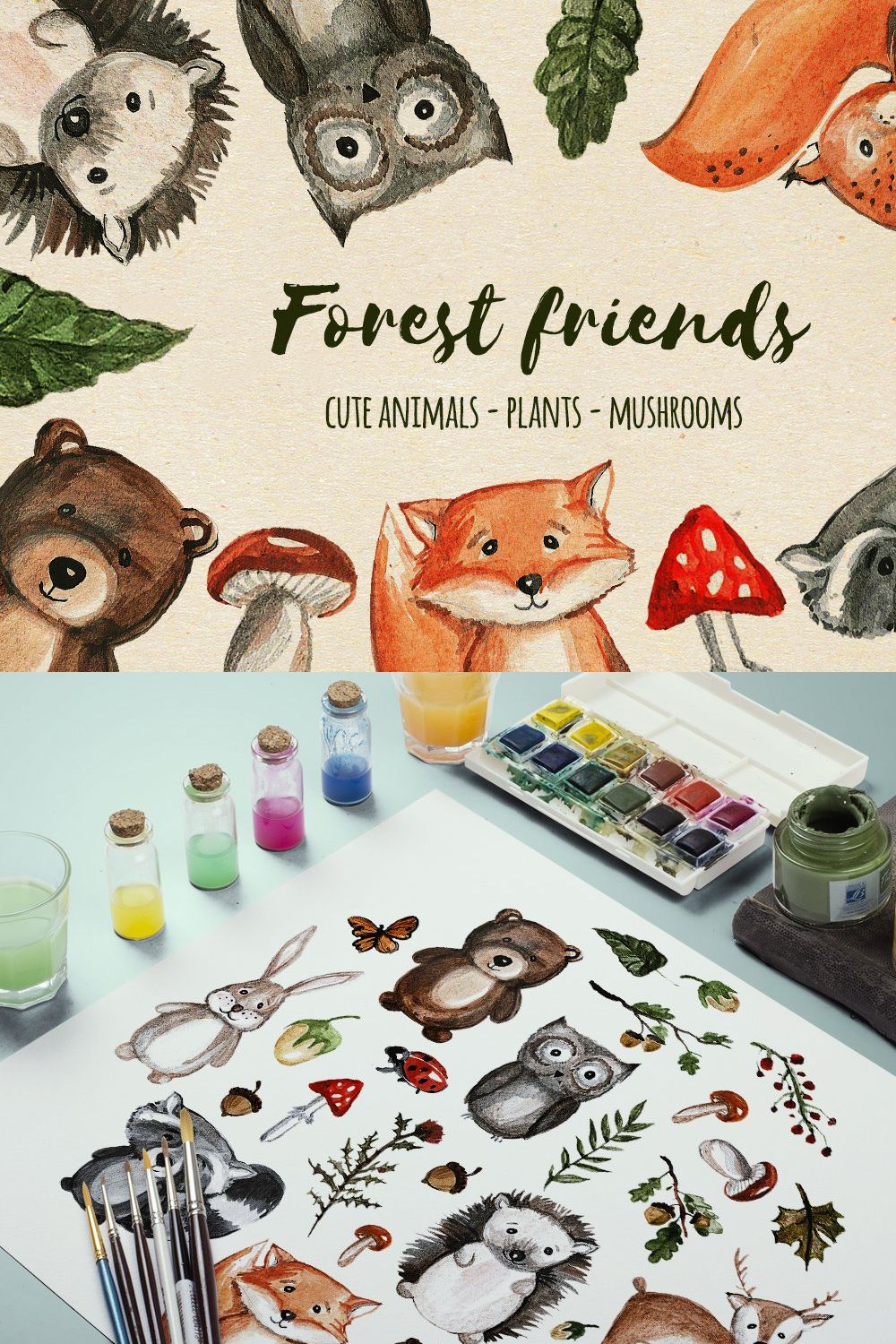 Cute Animals Clipart pinterest preview image.