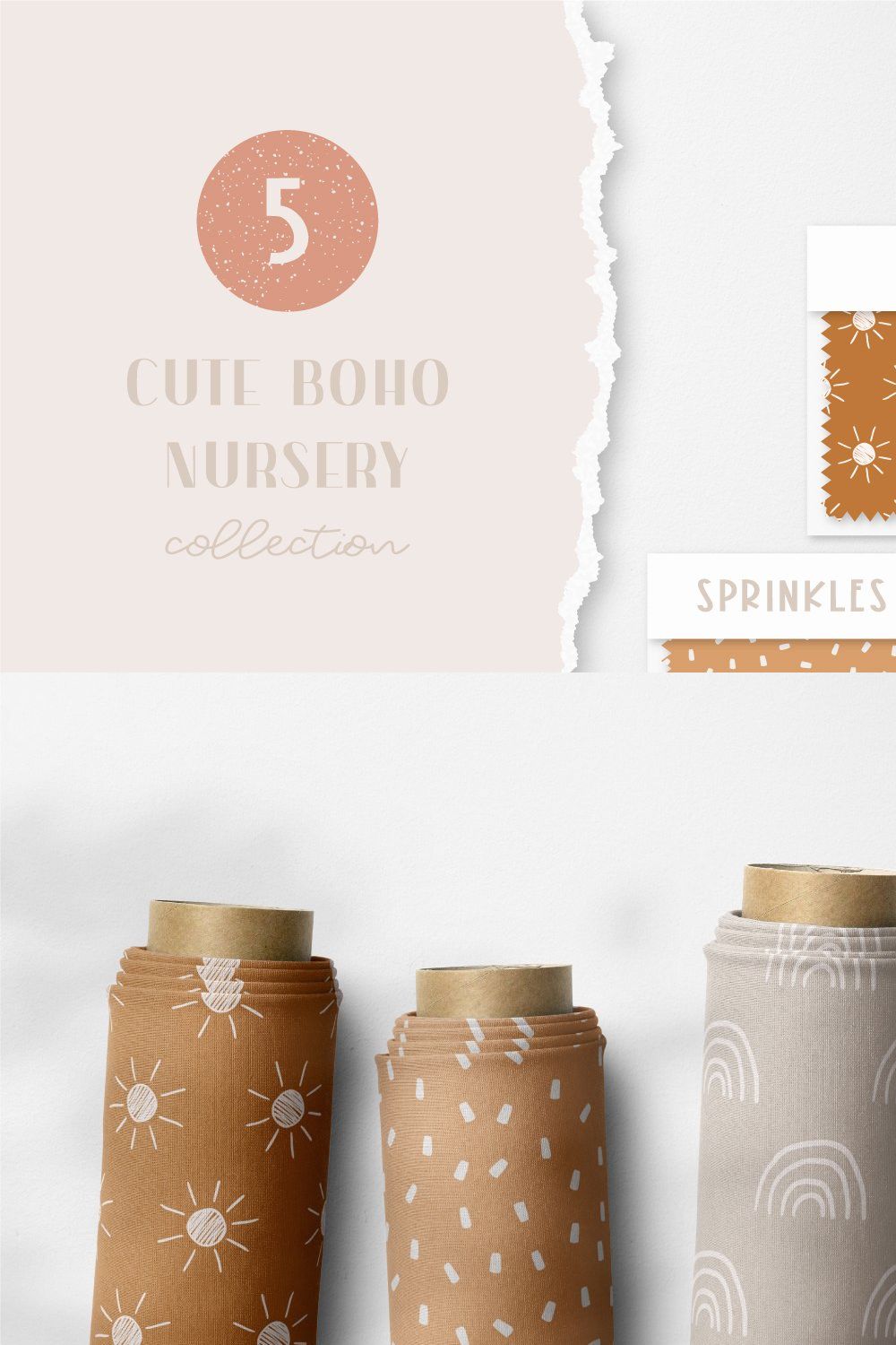 Cute Boho Seamless Patterns Pack pinterest preview image.