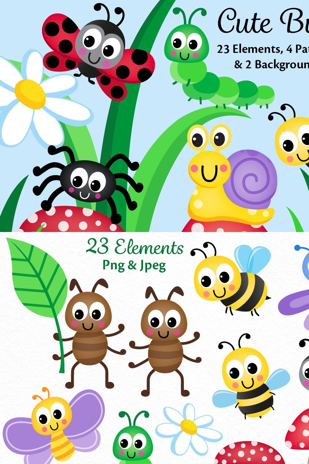 Cute Bugs Clipart pinterest preview image.
