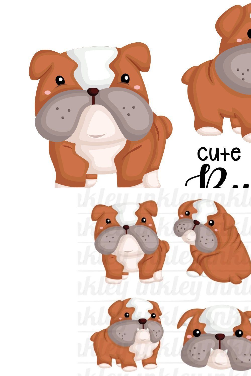 Cute Bulldog Breed Clipart pinterest preview image.