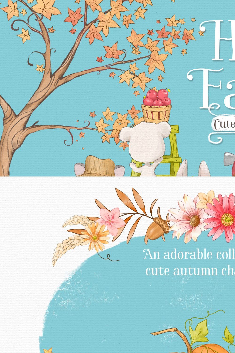 Cute Fall Woodland Animal Clipart pinterest preview image.