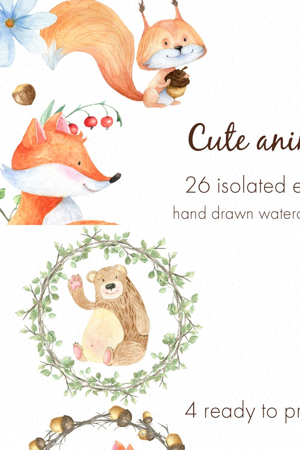 Cute Forest Animal pinterest preview image.