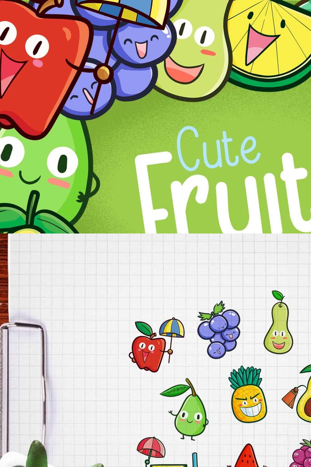 Cute Fruits Cartoon Characters #2 pinterest preview image.
