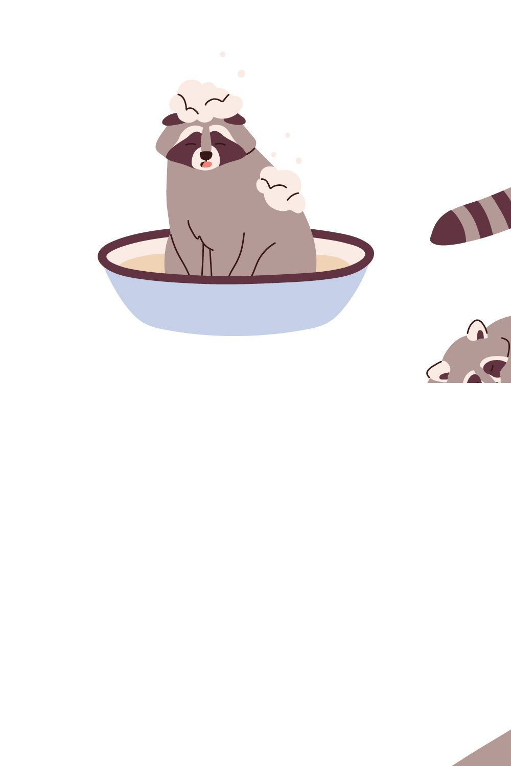 Cute funny cartoon raccoons set pinterest preview image.