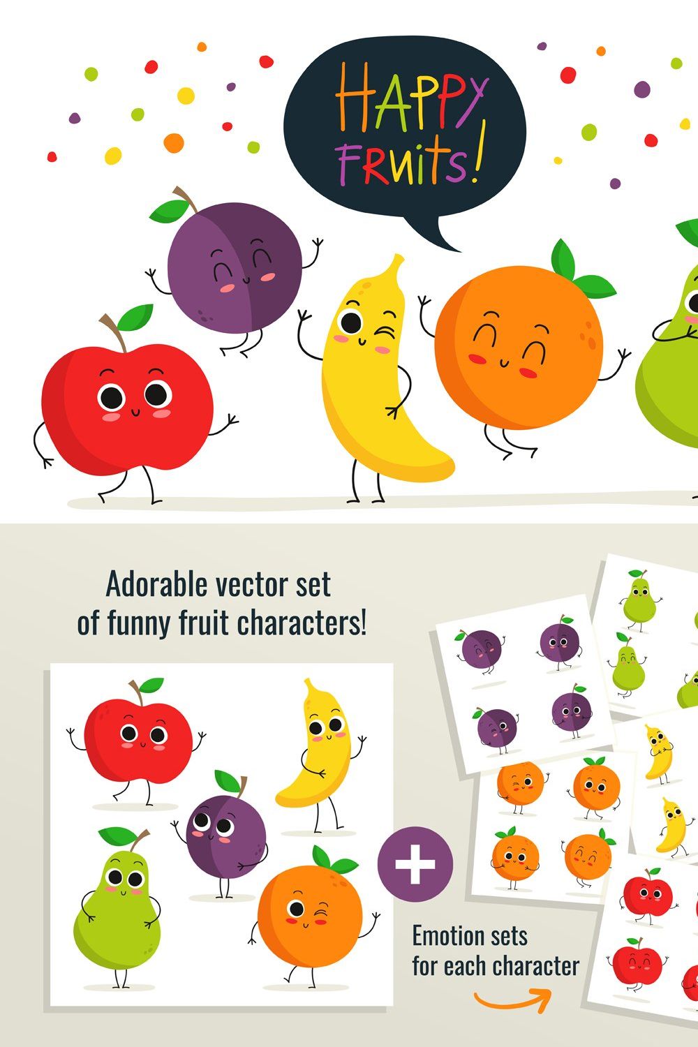 Cute happy fruits! :) pinterest preview image.