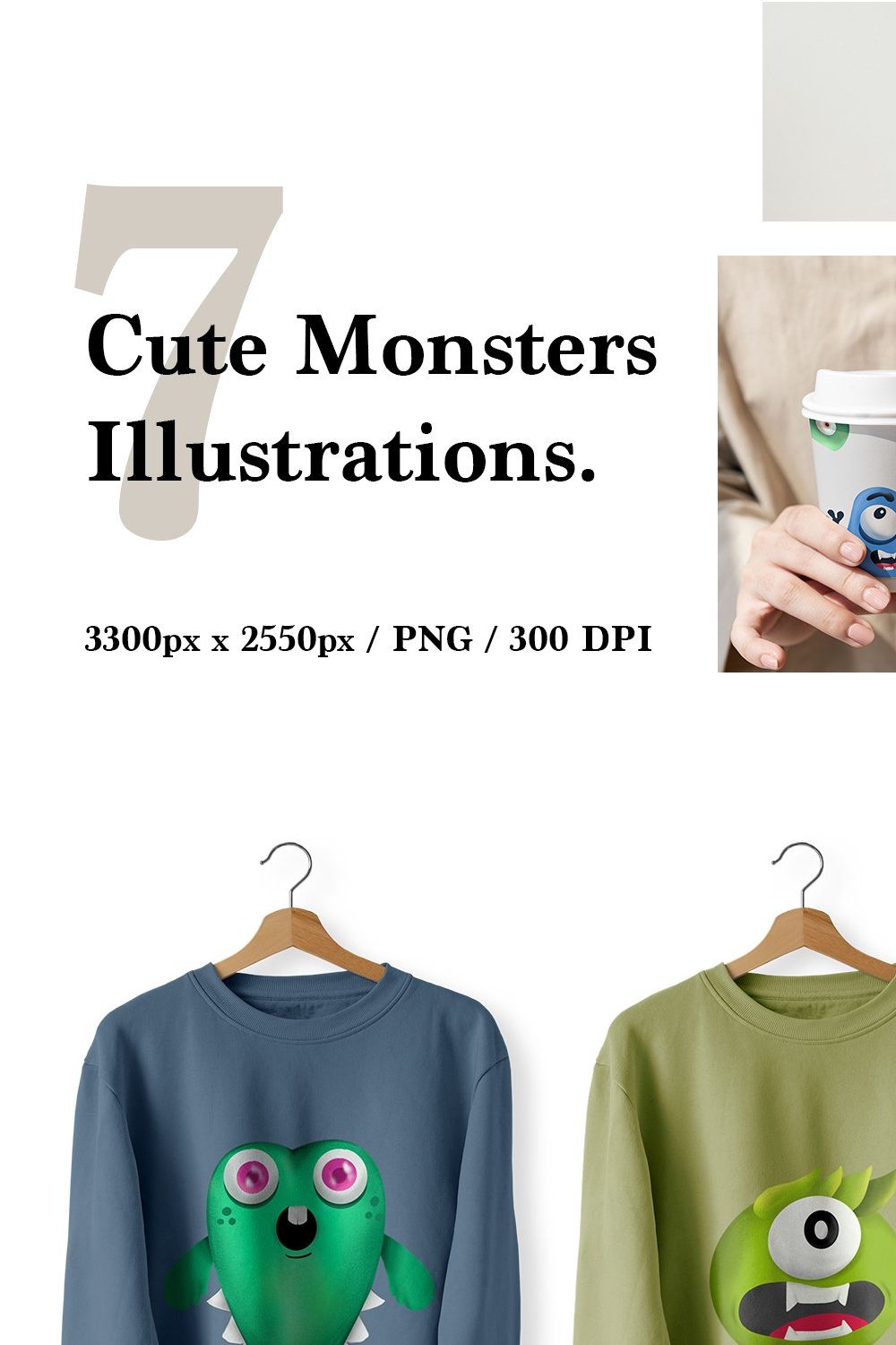 Cute Illustrations Monsters Pack pinterest preview image.