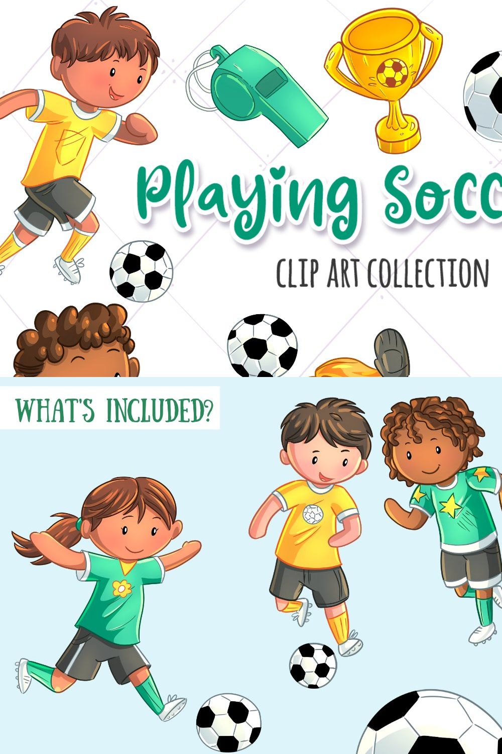 Cute Kids Playing Soccer pinterest preview image.