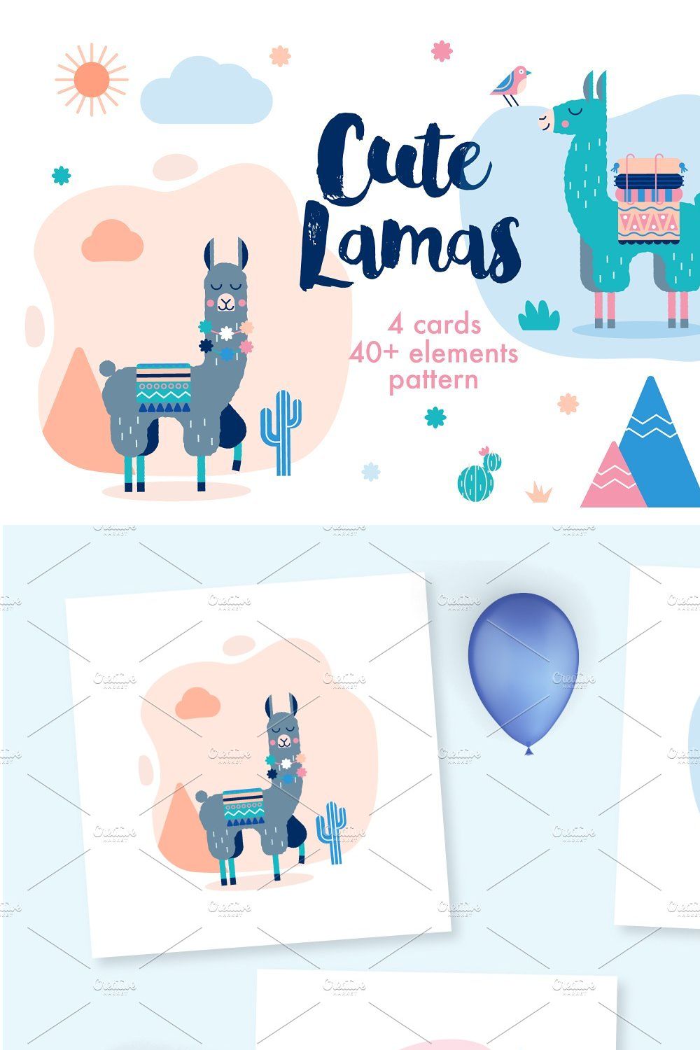 Cute Lamas pinterest preview image.