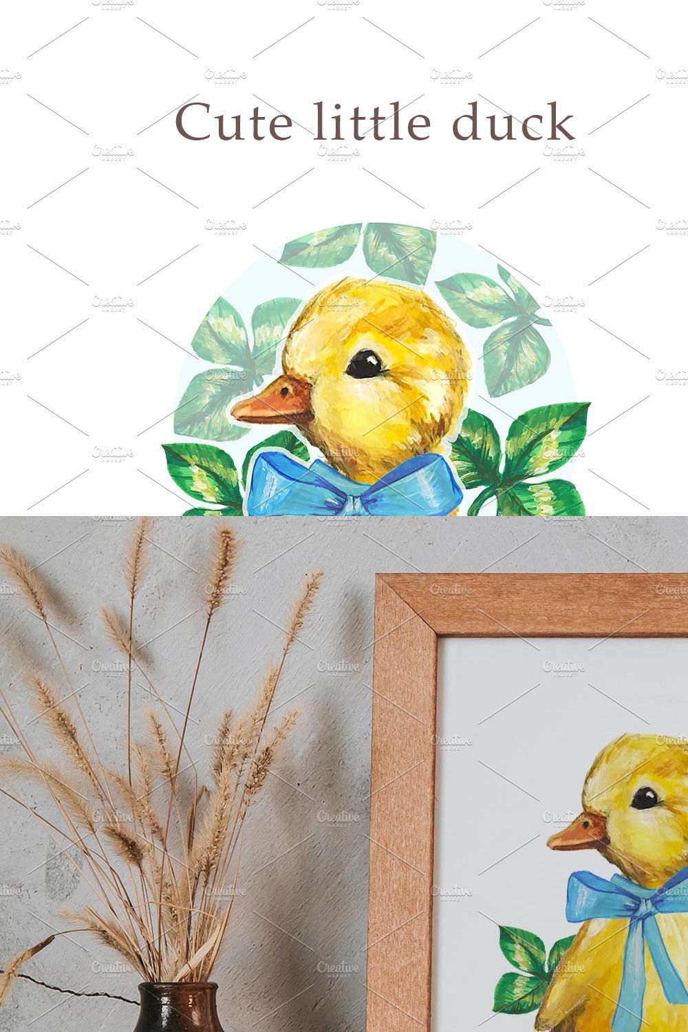 Cute little duck with bow pinterest preview image.