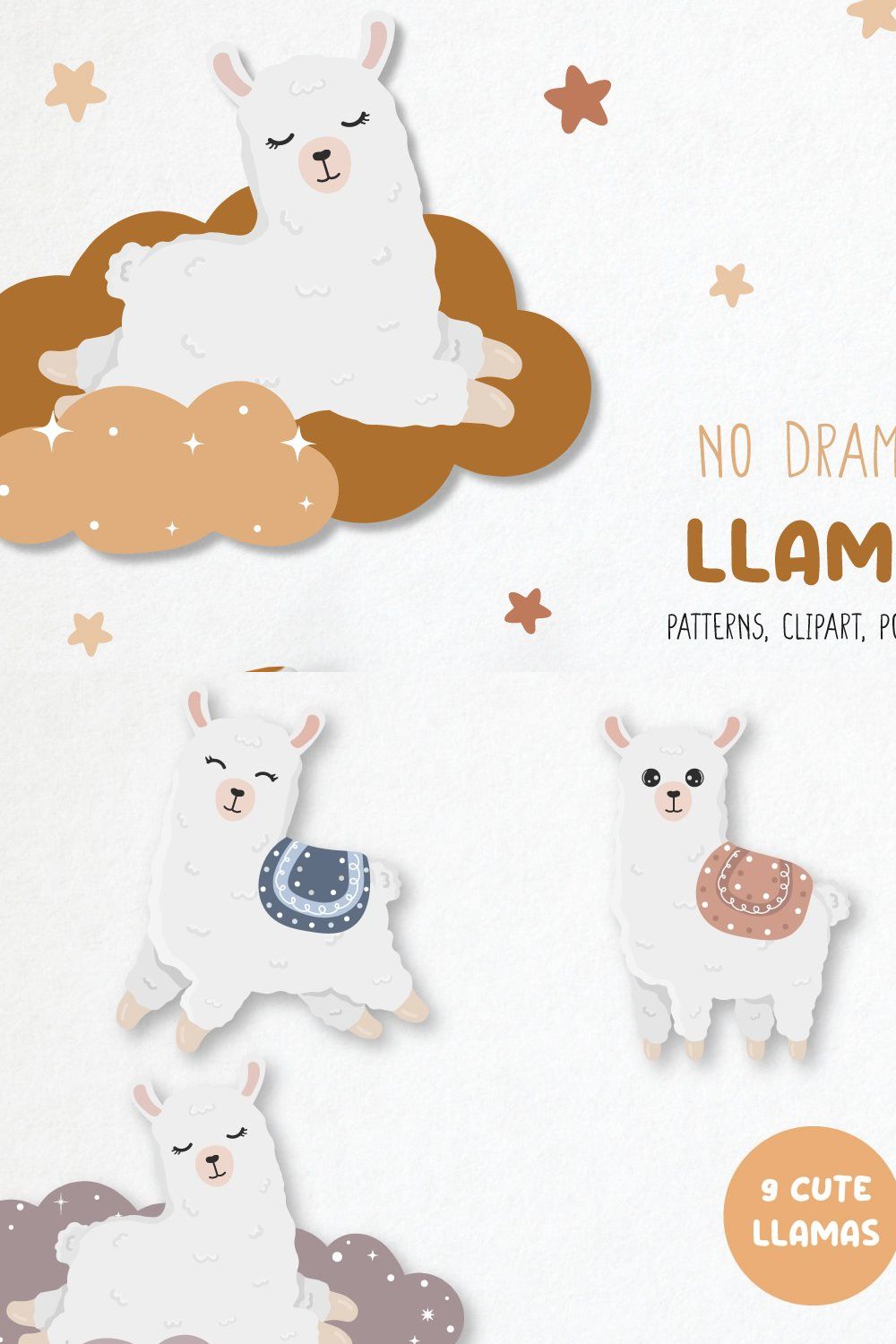Cute llama collection pinterest preview image.