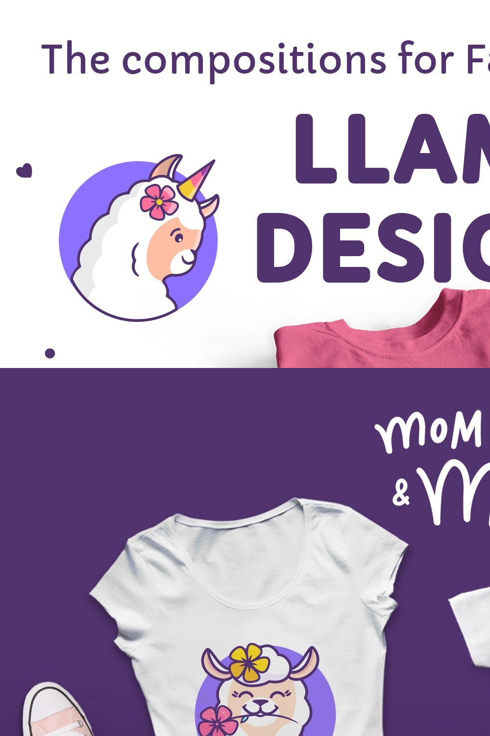 Cute llamas. T-shirt designs pinterest preview image.