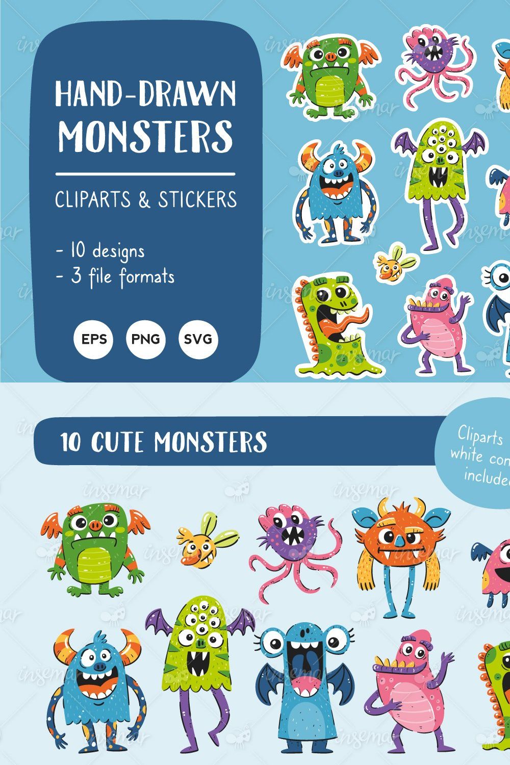 Cute Monster Collection pinterest preview image.