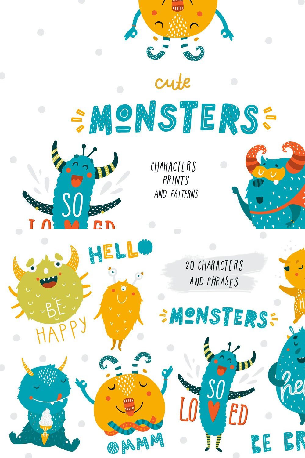 Cute Monsters - Kids collection pinterest preview image.