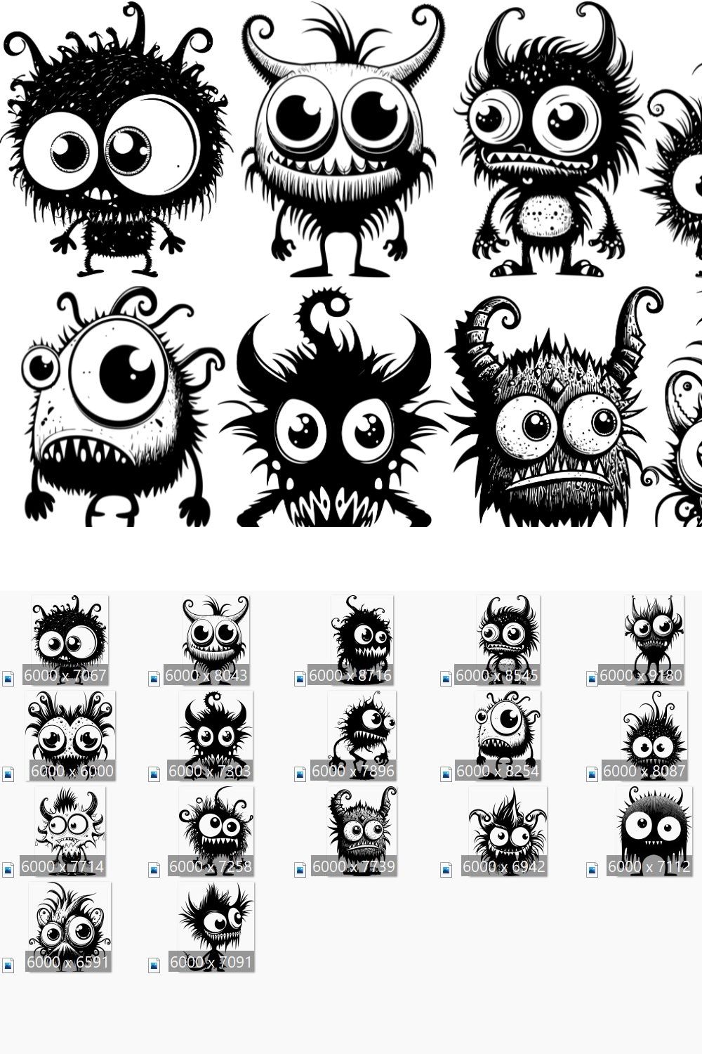 Cute Monsters SVG/PNG Bundle pinterest preview image.
