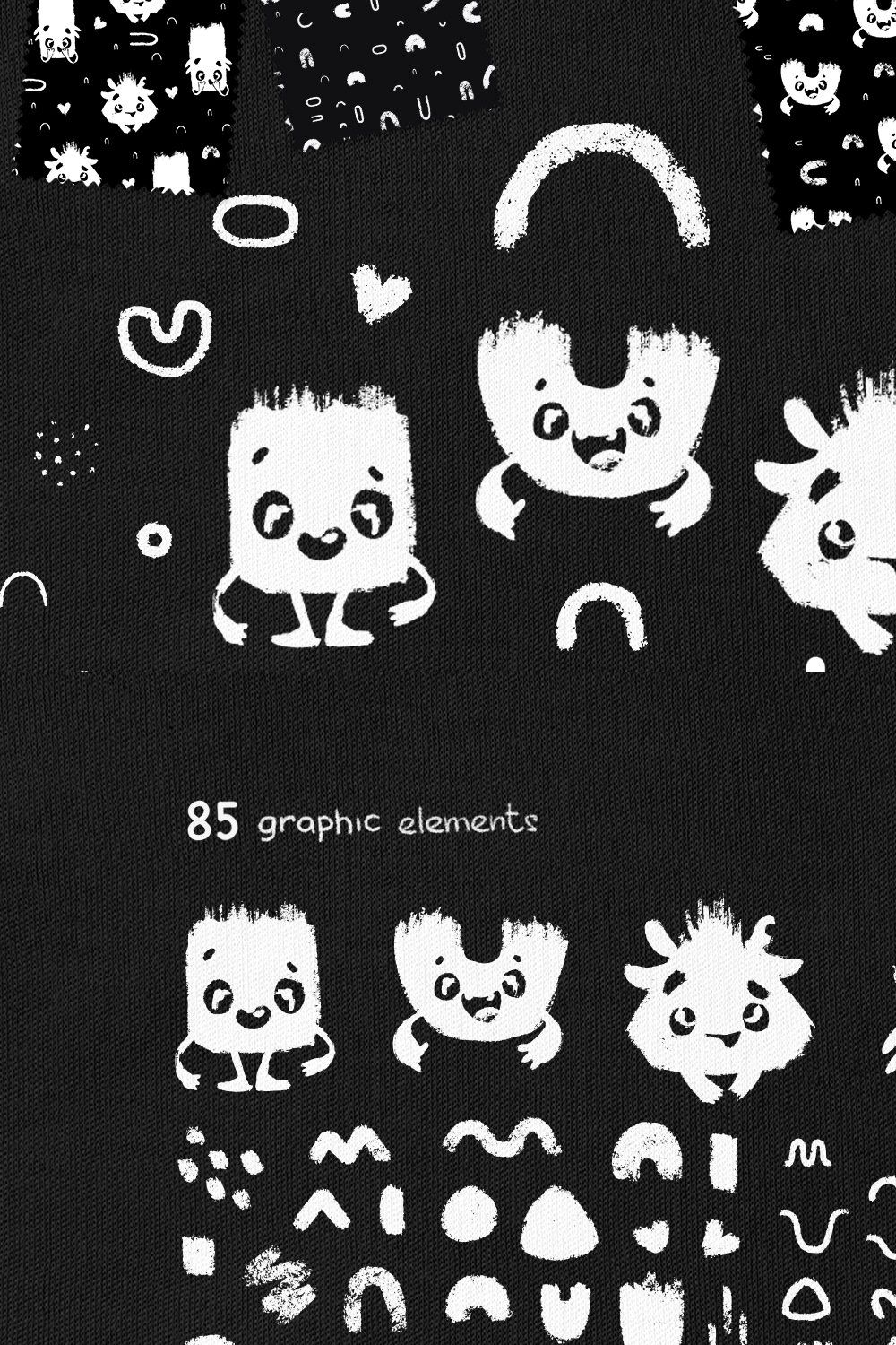 Cute monsters. clipart, pattern pinterest preview image.