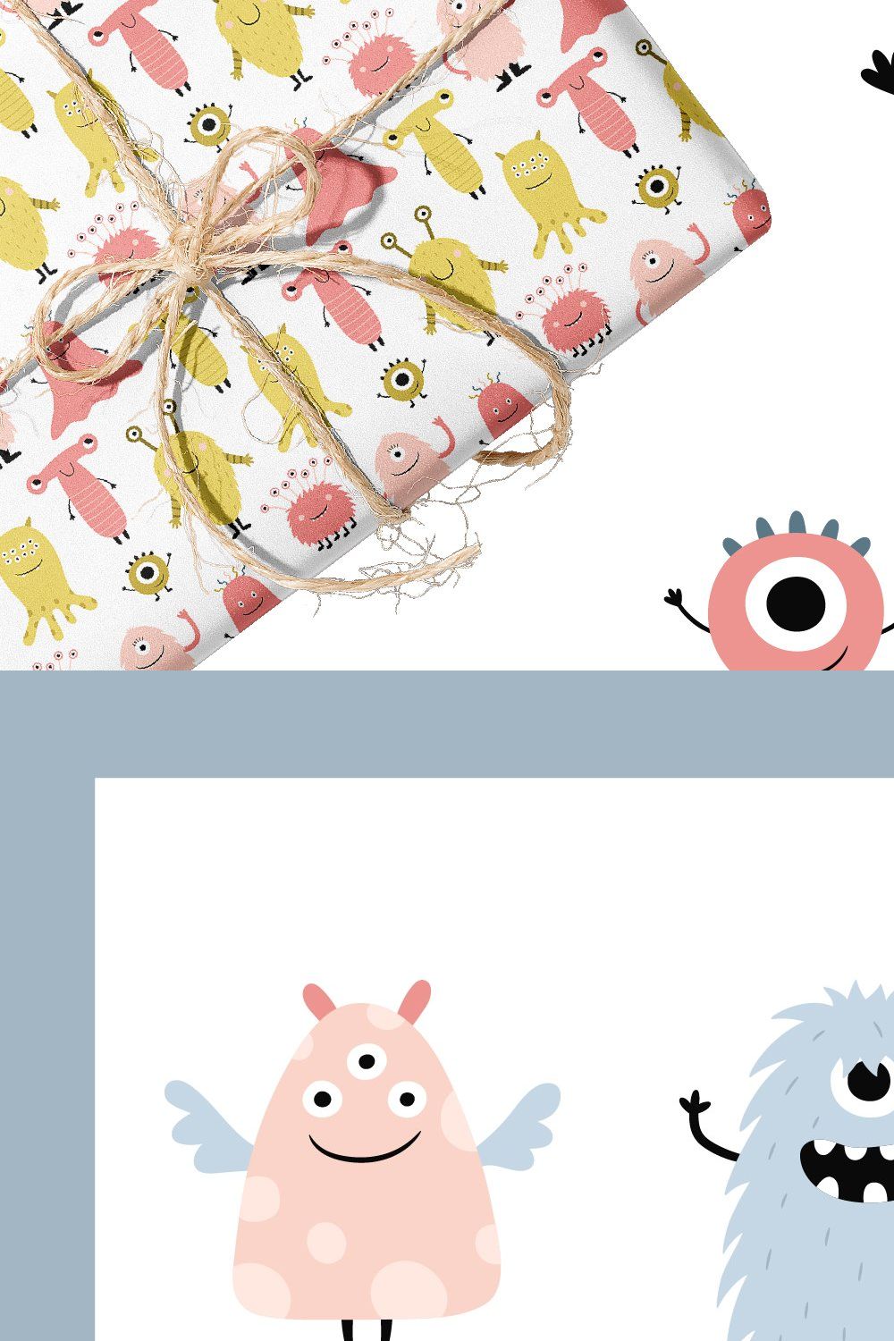Cute monsters. Vector collection pinterest preview image.