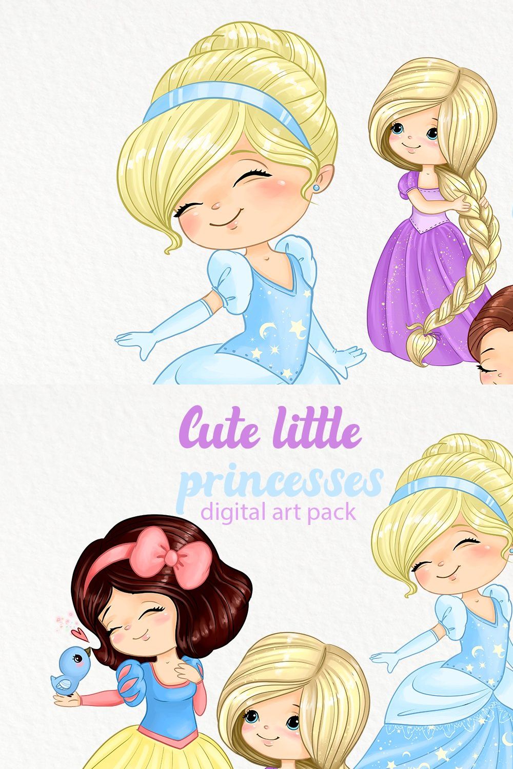 Cute princess PNG clipart download. pinterest preview image.