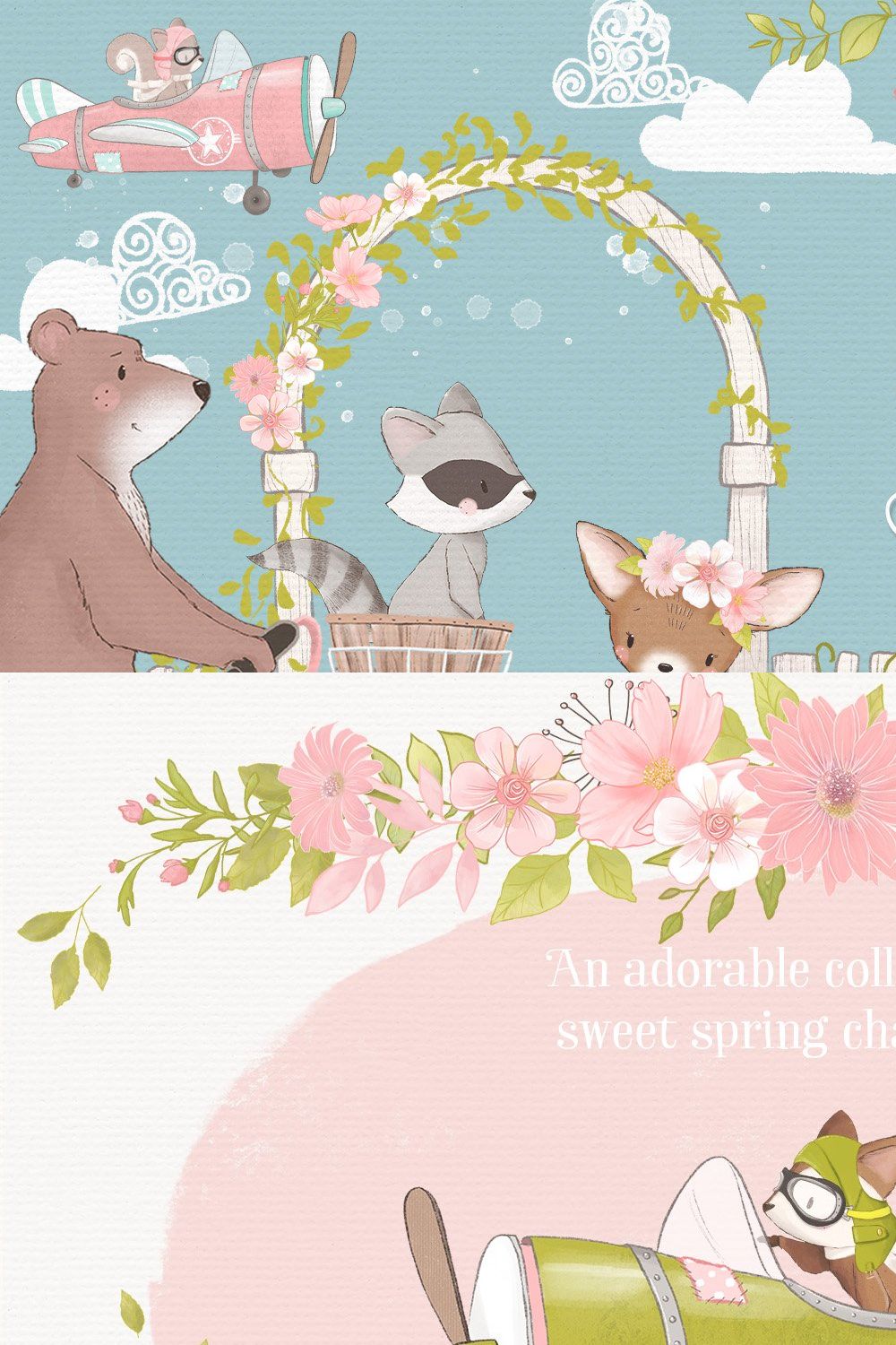 Cute Spring Woodland Animal Clipart pinterest preview image.