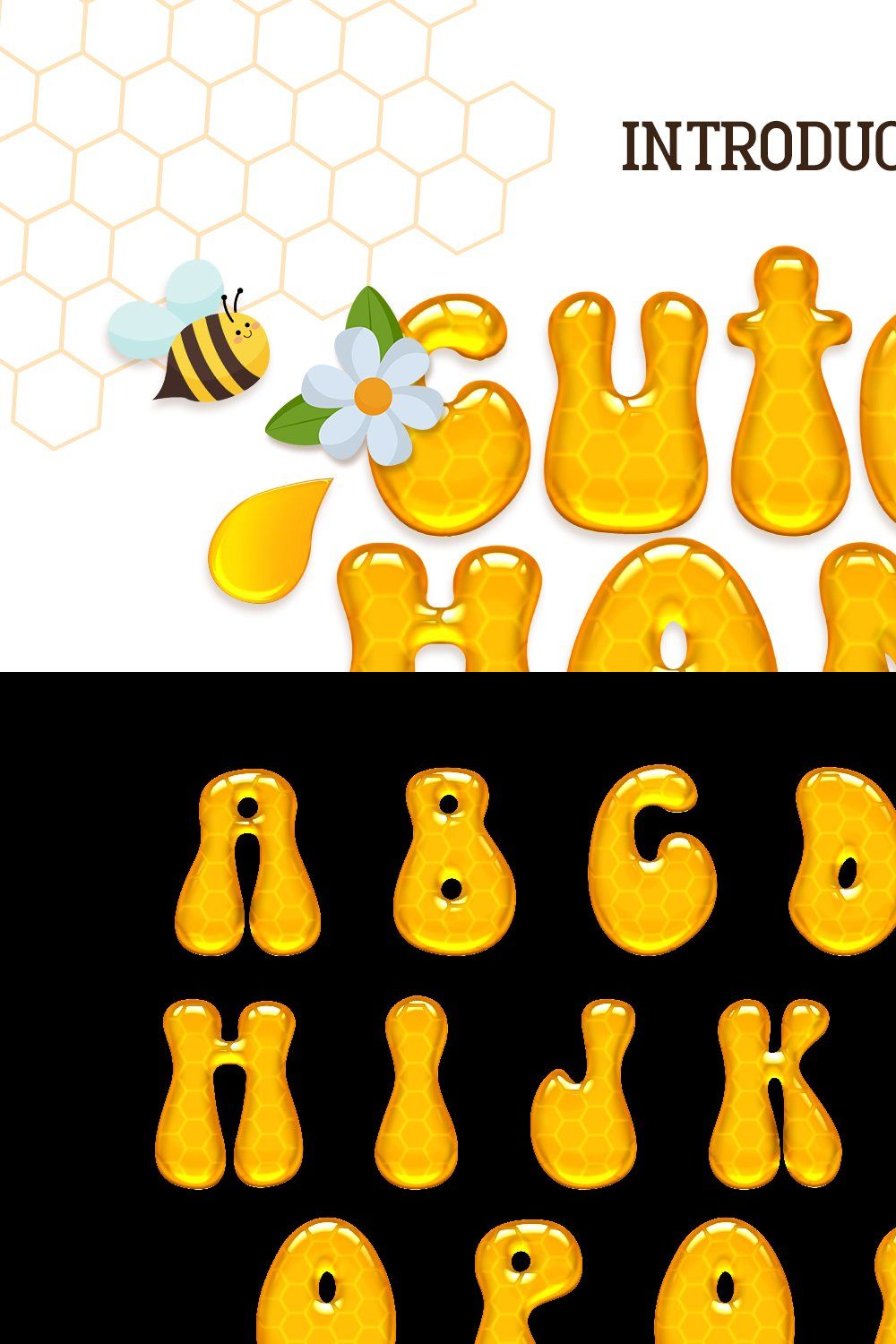 Cutesy Honey Bitmap Font pinterest preview image.