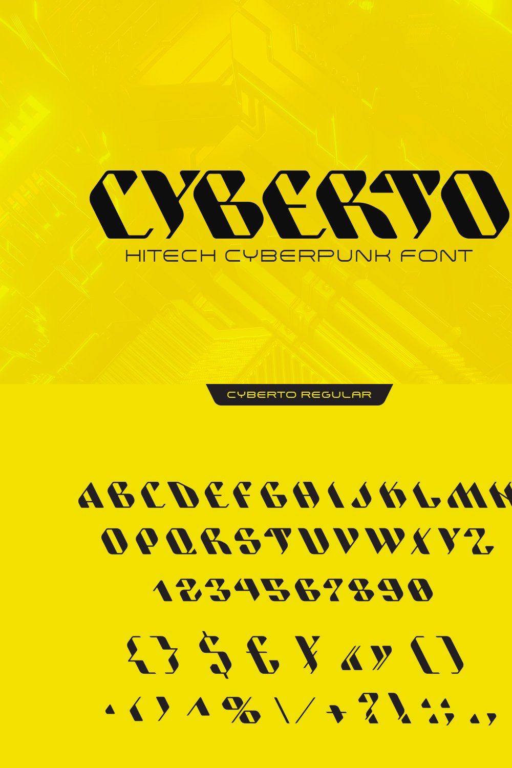 Cyberto Technology Cyberpunk Font pinterest preview image.